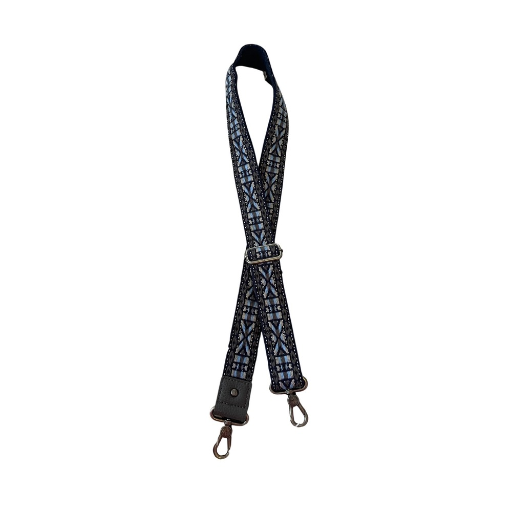 The Sak Blue Grey Geometric Woven Adjustable Guitar Handbag Crossbody Strap